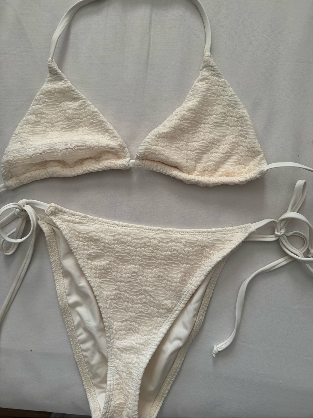 Dippin' Daisy's Cream Lace Triangle Tie-Side Bikini